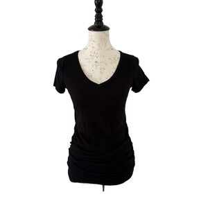 Motherhood Maternity V-Neck Maternity Tee Solid Black T-Shirt Women's Size Small